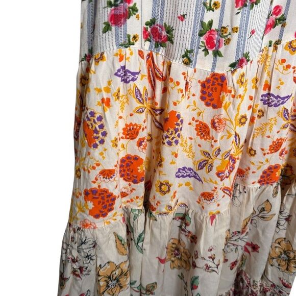 Panni Dress Women's Medium Floral Patchwork Tiered Sleeveless Mini Cottage - Picture 4 of 11